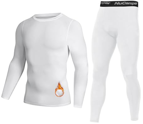 NuCamper Intimo Termico Uomo Set, Biancheria Intima Termica Uomo Funzionale Invernale Manica Lunga Maglia Termica e Pantaloni Base Layer Asciugatura Rapida per Sci Sport Ciclismo Calcio Corsa Running