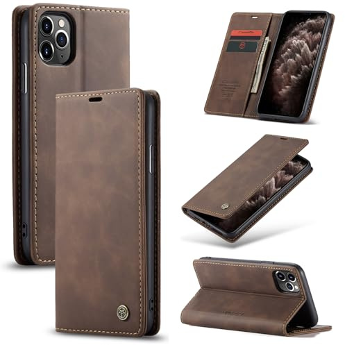 Ottcooed for iPhone 11 Pro Case with Card Holder Slots Kickstand Shockproof PU leather Wallet Flip Magnetic Closure Protective phone Cover for iPhone 11 Pro, Coffee