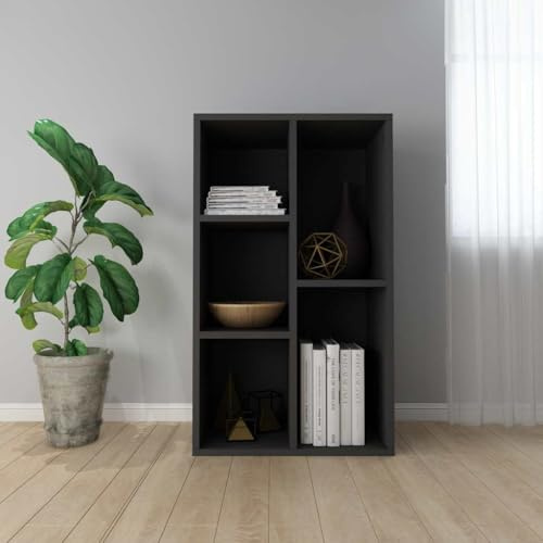 Frdhee Aktenregal Raumtrenner Regal,Bücherregal/Sideboard Schwarz 50x25x80 cm Holzwerkstoff,Büroregal für Deko,Fotos,Pflanzen,Wohnzimmer,Schlafzimmer,Arbeitszimmer