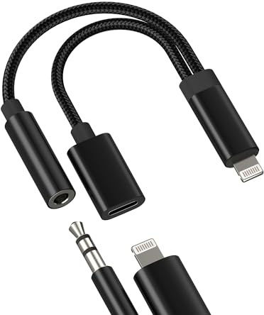 Lightning auf Klinke 3.5mm Adapter Aux Kopfhörer für iPhone 14 13 Pro Max für Apple Audio Kabel Headphone Jack Splitter Auto Konverter Anschluss Aufladen Auxkabel für iPad Kopfhöreranschluss Ladegerät