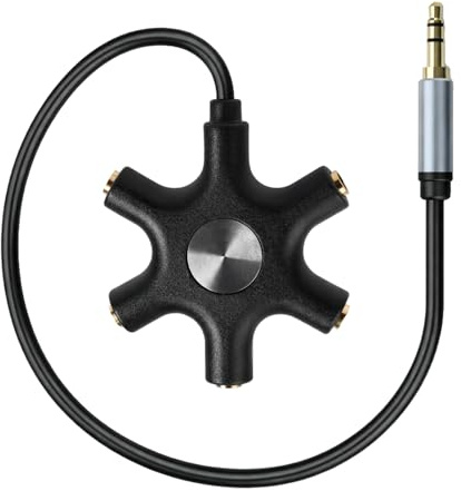 YFYWINSH Adaptateur Multi-Casques 5 Prises, Double Prise Jack 3,5 mm, avec Répartiteur Intégré, Compatible avec Smartphones et Tablettes pour Connecter Jusqu'à Cinq Appareils et Mixer l'audio