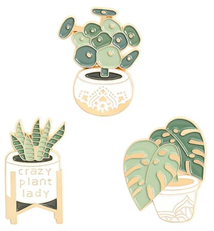Broche Décorative Plantes en Pot Cartoon 3Pcs Alliage pour Vêtements Femmes | Léger, Portable, Style Chic, Lot de 3 Pièces, Accessoire pour Vêtements, Anniversaire et Présents