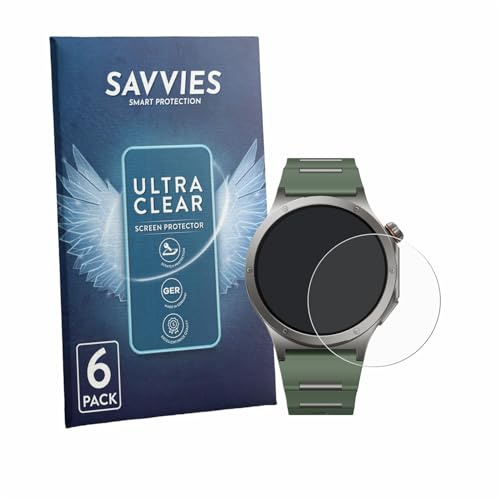 Savvies 6 Stück Schutzfolie für OnePlus Watch 4 | Transparenter Displayschutz Made in Germany, Ultra-Klar Displayschutz-Folie