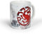 Elbenwald Game of Thrones Tasse Maison Targaryen Imprimé circulaire avec Mail Pratique et Dragon Cramic 300ml Blanc