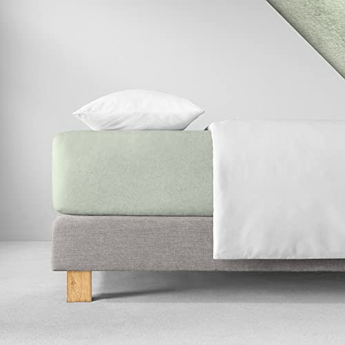 ESTELLA Spannbetttuch Samt Velours | Verde | Frottee | 200x200 cm | passend für Matratzen 180-200 cm (Breite) x 200 cm (Länge) | trocknerfest und bügelfrei | 80% Baumwolle 20% Polyester