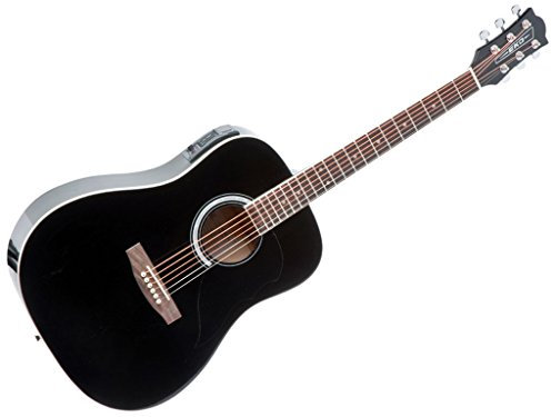 EKO GUITARS - RANGER 6 EQ BLACK, Chitarra Acustica con Equalizzatore, Top in Abete, Fasce e Fondo in Tiglio, Tastiera in South American Roupanà, Colore Nero