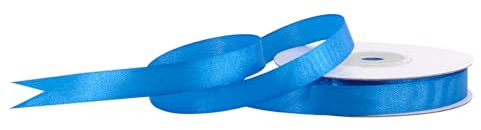 Satinband 12mm x 25m Rolle - FARBAUSWAHL in 3/6/12/18/25/38/50/75/100mm - farbecht & waschbar - Schleifenband für Hochzeit - Geschenkband zum Verpacken Dekorieren Basteln - Mittelblau 366