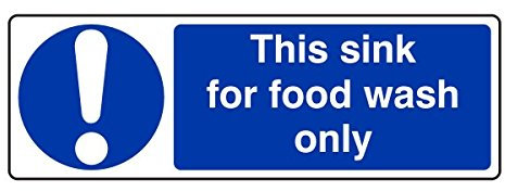 300mmx100mm This Sink For Food Wash Only Catering Sign Sticker Self Adhesive