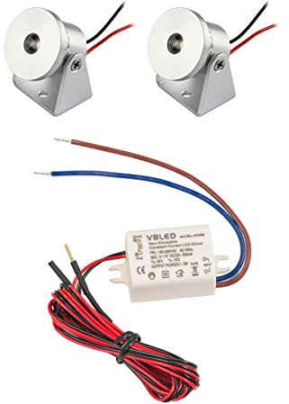 VBLED® 2er-Set 1W Mini Aufbau-Strahler Rotier- & Schwenkbar 80lm warmweiß IP20