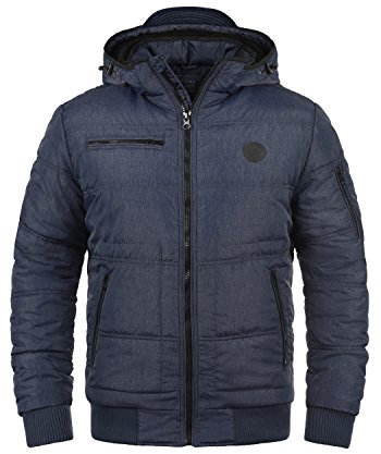 Blend BHBoris Herren Jacke Winterjacke Steppjacke gefüttert mit Kapuze Reißverschlusstaschen Rippbündchen Regular fit, Größe:XL, Farbe:Navy Teddy (74655)