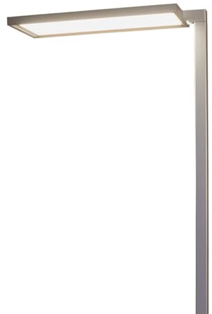 Lampenwelt LED Stehlampe silber Metall, mit Bewegungsmelder, Büro-Stehleuchte, Standleuchte, Bürolampe für Arbeitszimmer & Büro