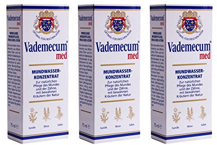 3x VADEMECUM MED Mundwasser Konzentrat 75ml PZN: 3022663 Natur, Original