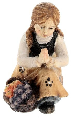 Kniendes Mädchen Krippe Kostner Grödnertal Holz 9.5cm