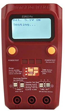 BSIDE ESR02 Pro Digitaler Transistortester, Transistorinduktivitäts-Kondensatormesser, LCD-Multimeter-Transistortester mit SMD-Chip für Diodentrioden-Widerstandstransistoren