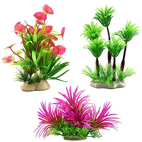 Dokpav 3 Stück Aquarium Pflanzen 6 * 16 cm Künstliche Wasserpflanzen Plastik Aquariumpflanzen Kunstpflanze Landschaft Deko