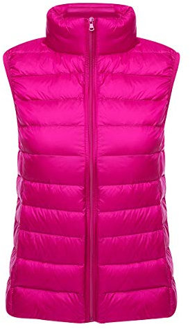 Gilet Doudoune sans Manche Légère Femme Duvet Matelassé Veste sans Manches Femme Plume Ultra Light Manteau Doudoune Matelassée Pliable Blouson Doudounes Legeres Hiver Chaudes Grande Taille Rose M
