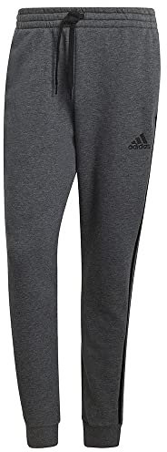 adidas Herren Essentials Fleece Tapered Cuff 3-Stripes Pants, Dark Grey Heather / Black, 3XL