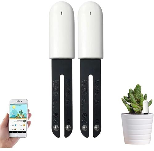 4 in 1 Pflanzenfeuchtigkeitsmesser Gießanzeiger, Intelligenter Bodentester überwacht automatisch Pflanzen Feuchtigkeit/Licht/Fruchtbarkeit/Temperaturniveau, für Mijia APP (2 Packungen)