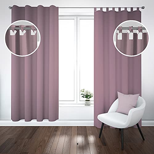 Ferocity Vorhänge mit Schlaufen Klettverschluss 2er Set 250 H x 145 B cm Blickdichte Gardinen Fensterdekoration fürs Schlafzimmer Wohnzimmer Gästezimmer (2 Panel) Schmutzig Rosa [139]
