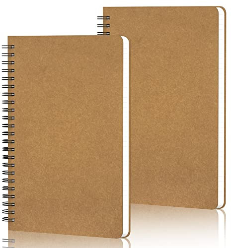 Yarotm Notizbuch A5 Kariert – 2er Pack 100g / m² 60 Blatt Notizblock a5 Kariert Spiralbindung - 14x21cm Klein a5 Kariertes 5mm Tagebuch Notebook Spiral – 700gsm Kraft Cover Notebook Ringbuch