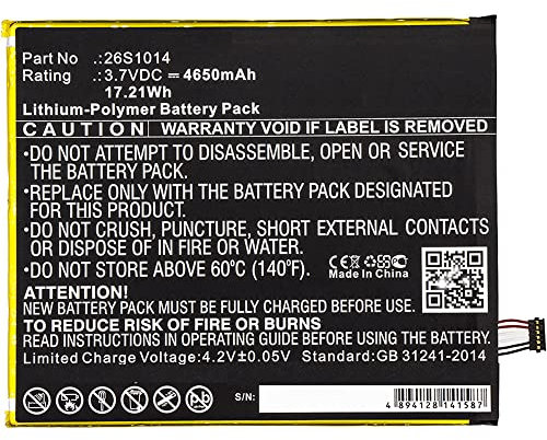 Battery for 26S1014 58-000181 58-000219 MC-31A0B8 Kin Fire 8 7 Generation Kin Fire 8.7 Kin Fire HD8 8TH L5S83A SX0340T SX034QT 3.7 Li-P polymer 46500. mAh / 17.21 Wh