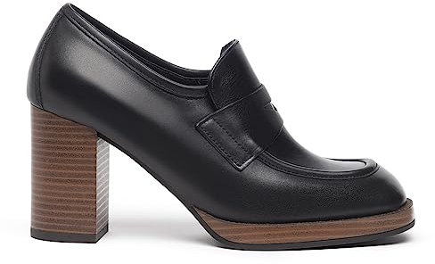 NEROGIARDINI Mocassino in pelle con tacco alto 38 Nero NERO