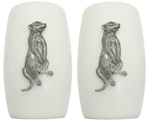 Meerkat China Salt and Pepper Shakers Cruet Set Modern White CSP 238