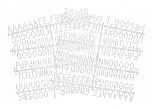 3/10.2 cm Buchstaben für Filzbrieftafeln 294 Stück inklusive Zeichen, Zahlen & Symbole für austauschbare Kunststoff Message Boards (Weiß)