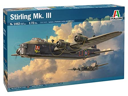 Italeri 1462 1:72 British Stirling Mk. III - Modellbau, Bausatz, Standmodellbau, Basteln, Hobby, Kleben, Plastikbausatz, detailgetreu, Unlackiert, IT1462