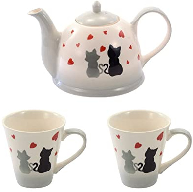 Cha Cult teemando® Set Kanne Colette Keramik 1,5 l + 2 X Becher Colette Keramik 0,25 l