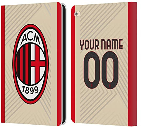 Head Case Designs Offizielle Personalisierte Individuelle AC Milan Away 2022/23 Bausatz Leder-Wallet-Hülle Kompatibel mit Apple iPad Air 2 (2014)