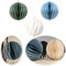 LS-LebenStil XL 3X Papier Wabenball Grün Blau Weiß 15cm Deko-Anhänger Weihnachten Baumschmuck