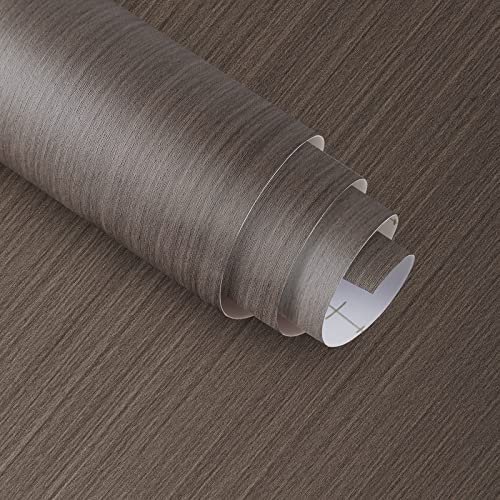 JSEVEM 40CM×3M Dicker Dunkelbraun Graue Holzfaser Tapete Selbstklebende Braun Vintage Selbstklebend Tapeten Klebefolie Möbelaufkleber PVC Wasserfest Wand für Schreibtisch Arbeitszimmer Schlafzimmer