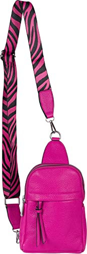 styleBREAKER Damen One Shoulder Rucksack, gemusterter Schultergurt, Einfarbige Crossbody Bag, Cityrucksack, Sling Bag 02012387, Farbe:Himbeere
