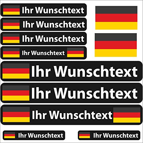 INDIGOS UG Fahrrad Aufkleber Deutschland - 13 Fahnenaufkleber glatt - Sticker selbst gestalten - Fahrrad - Auto - Motorrad - Namensaufkleber wasserfest personalisiert - Wunschtext