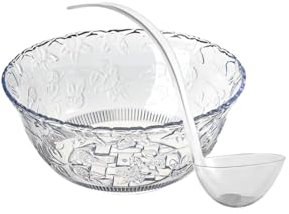 S.G Premium Quality Plastic Punch Bowl with Ladle - 2 Gallon/8 Quart Large Serving Bowl with Plastic Serving Ladle/Spoon for Parties, Holidays, and More