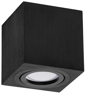 LED Aufbauspot, LED Deckenaufbauleuchte, Aluminium Deckenleuchte Schwarz Quadratisch 80mm x 84mm CUBO (SCHWARZ CUBO)