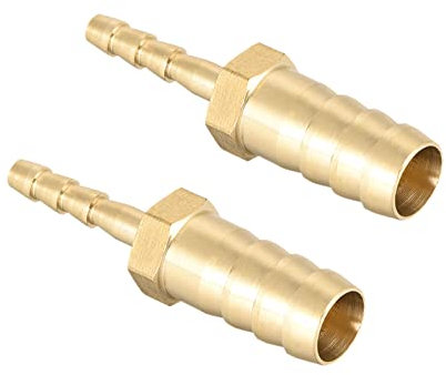 QUARKZMAN Raccordi in Ottone 10mm a 4mm Dia Raccordo Dritto Barb Tubo Flessibile Riduttore Dritto Connettore Adattatore per Tubo Flessibile Collegamento Giardino [2 Pezzi, Tono Oro]