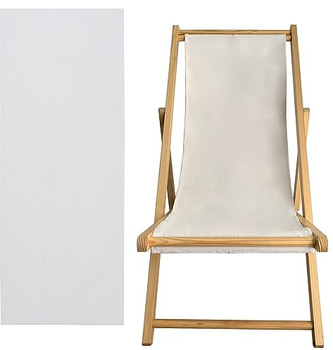 TBACW Ersatz-Leinen-Ersatztuch für Terrassen-Lounge-Sessel, 119,2 x 43,2 cm (L x B), Strandstuhl, Liegestuhl, Liegestuhl, kein Holzrahmen, nur Ersatz-Leinwand (weiß)