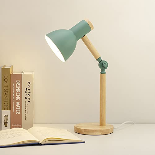 Mengjay Klassische Schreibtischlampe LED Leselampe im klassichen Holz, E27 Vintage Tischlampe Verstellbar Arbeitsleuchte, für Bürolampe, Nachttischlampe für Schlafzimmer, Wohnzimmer(Grün)