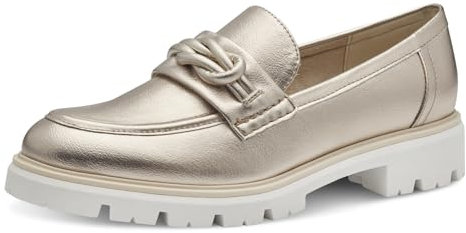 MARCO TOZZI Damen Loafer mit Absatz mit Plateausohle Vegan, Beige (Platinum), 39 EU