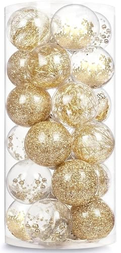 LATERN 30 Pezzi Palline di Natale, 6CM Chiaro e Dorate Ornamenti della Palla di Natale Palline Natalizie Infrangibili da Appendere per L'albero di Natale Vacanze Natale Festa Decorazione (5 Stili)