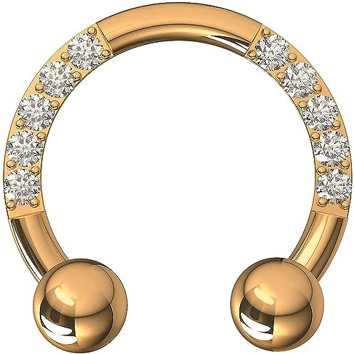 AZARIO LONDON Piercingschmuck mit mehreren Zirkonia-Edelsteinen, 16 Gauge, G23 Grade Titan Hufeisen, CBB/Knorpelring/Rook/Helix/Septum, 16 Gauge - 8mm Diameter, Zirkonia, Zirkonia