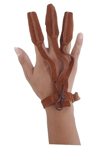BESPORTBLE Finger T Handschuhe Langbogen Jagd DREI Finger Handschuh Pu Legierung Material Snap Schnalle Handgelenk Strap