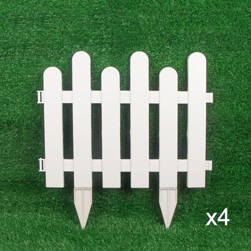 Yclty 4Pcs Bordure de Jardin, Blanc Clôture Extérieure en PVC, Grillage Frontalière de Pelouse Gazon Bord (Size : 50x40cm)