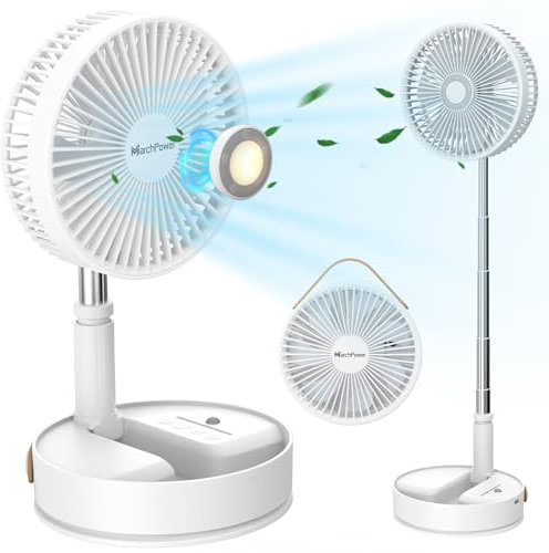 Marchpower Foldable Oscillating Standing Fan with Remote Control, 8 Portable Quiet Foldaway Pedestal Fan with Timer, 7200mah Rechargeable USB Desk Fan for Home Bedroom Office Travel Outdoor Camping