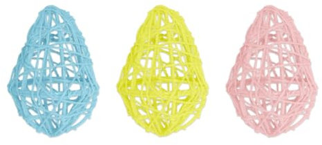 ST Dekorative Draht-Ostereier, 3 Stück, für Urlaub, Heimdekoration (Gelb/Blau/Rosa)