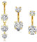 WillTen 3Pcs Gold Bauchnabelpiercing Chirurgenstahl, 14G 10mm Bauchnabelpiercing Schmetterling Herz Bauchnabelpiercing Set mit Anhänger, Piercing Bauchnabel Belly Piercing Bauchnabelpiercing Ring