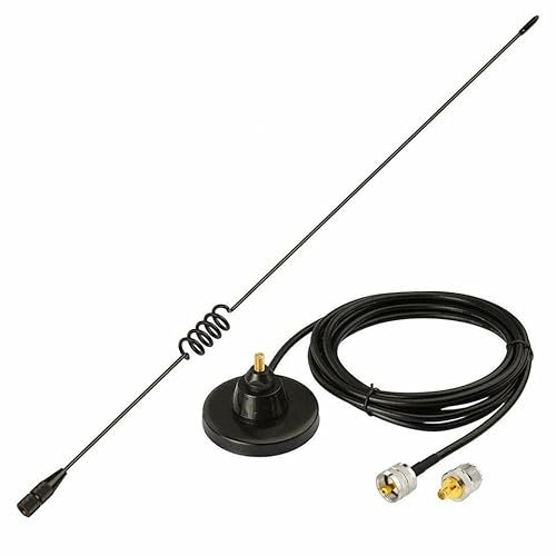 BTECH ICOM Kenwood Midland Yaesu TYT AnyTone Dual Band VHF UHF 136-174MHz 400-520MHz Mobile Radio Antenna with Magnetic Base and PL259 Male Connector