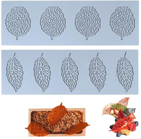 Foglie Forma Torta Stampo in Silicone Foglie,Stampi per Fondente in Silicone,Fondente Foglia Stampo,2 pezzi Tappetino decorativo a foglia in rilievo per la realizzazione di torte e dessert fondenti